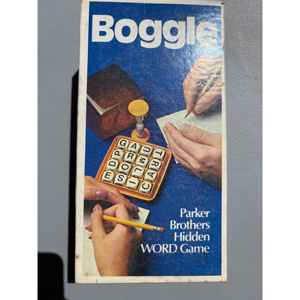Vintage Boggle Game Parker Brothers 1976 Hidden Word Amber Cover Missing Timer